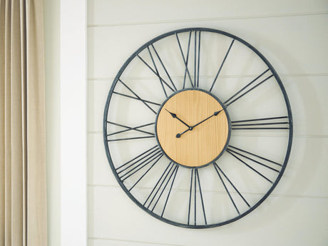 Brockett Black/Natural Wall Clock from Ella Furniture