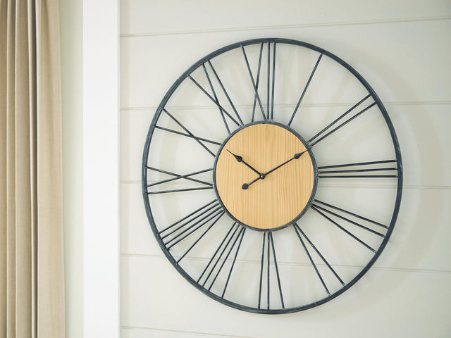 Brockett Black/Natural Wall Clock from Ella Furniture