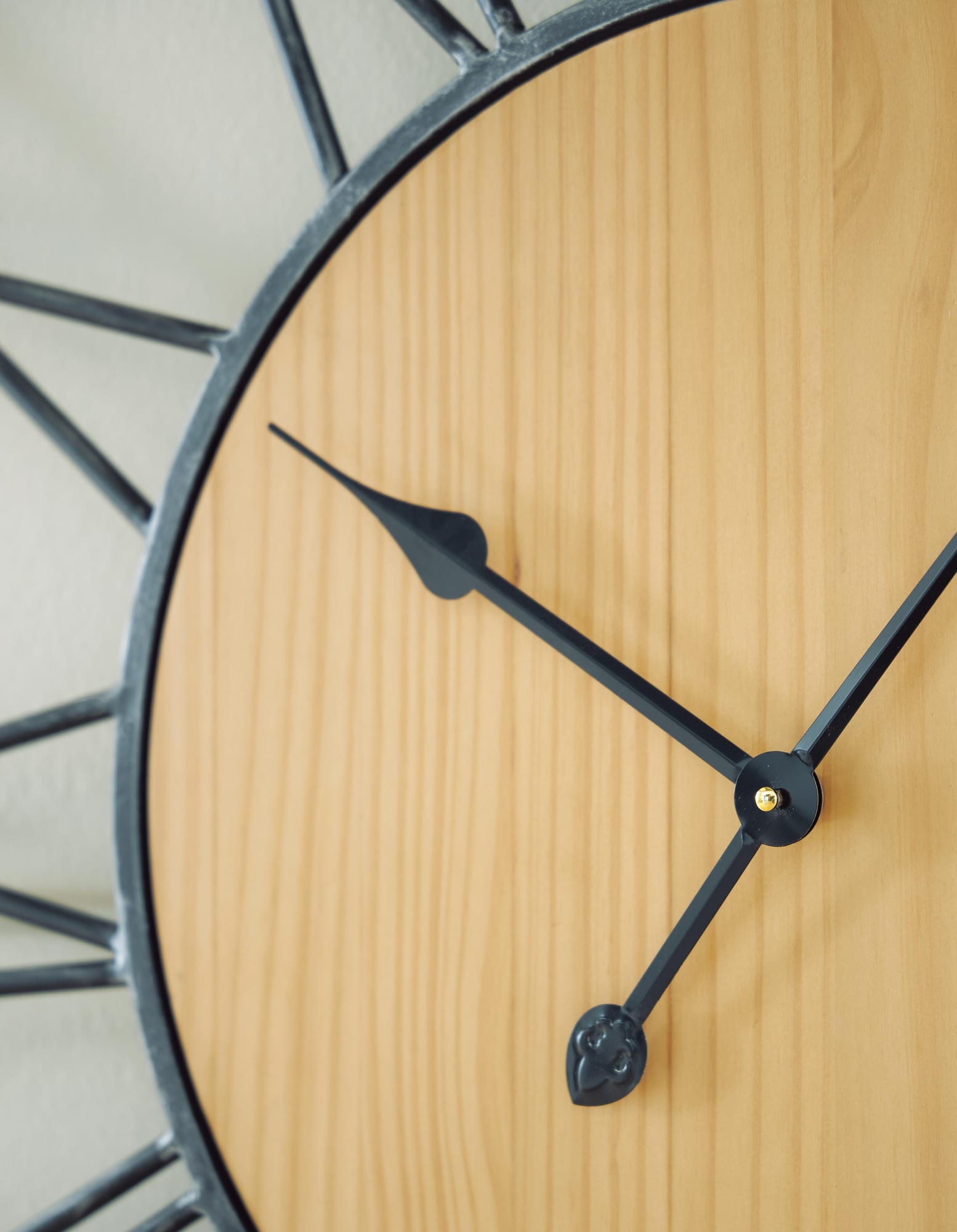 Brockett Black/Natural Wall Clock detail view