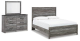Bronyan Dark Gray Panel Bedroom Set Queen 3: Bed, Dresser, Mirror from Ella Furniture