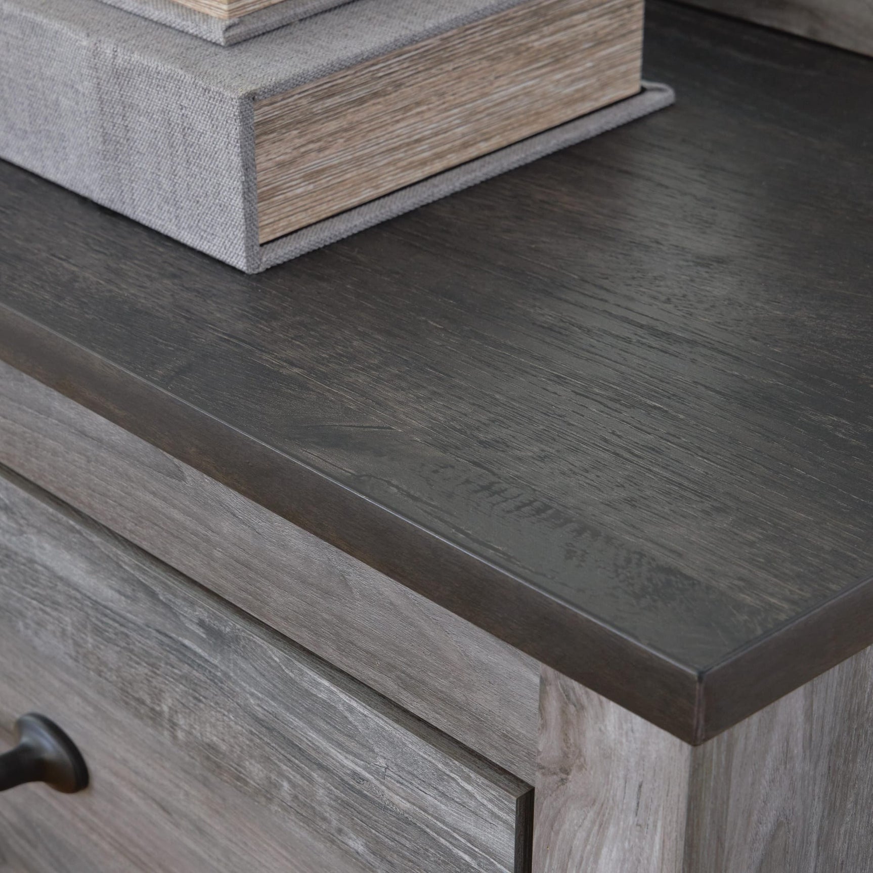 Bronyan Dark Gray Panel Bedroom Set Queen 4: Bed, Dresser, Mirror, Chest from Ella Furniture