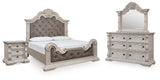 Bruchandi Antique White Upholstered Panel Bedroom Set view 4