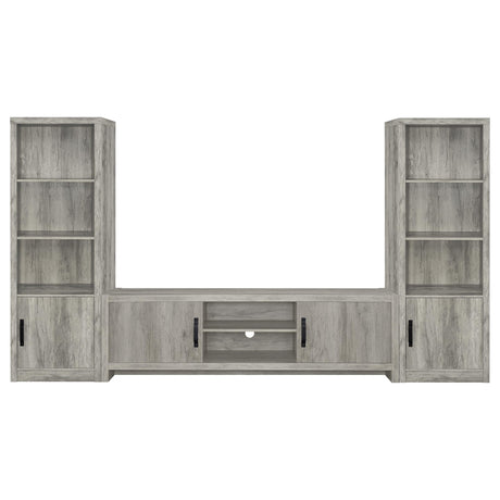 Burke 3-Piece TV Entertainment Center Fits 75-Inch TVs Grey Driftwood view 2