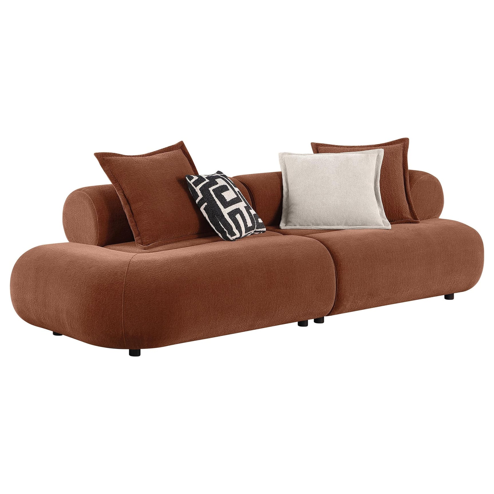 Byrne 105-inch Velvet Modular Bumper Sectional Sofa Rust from Ella Furniture