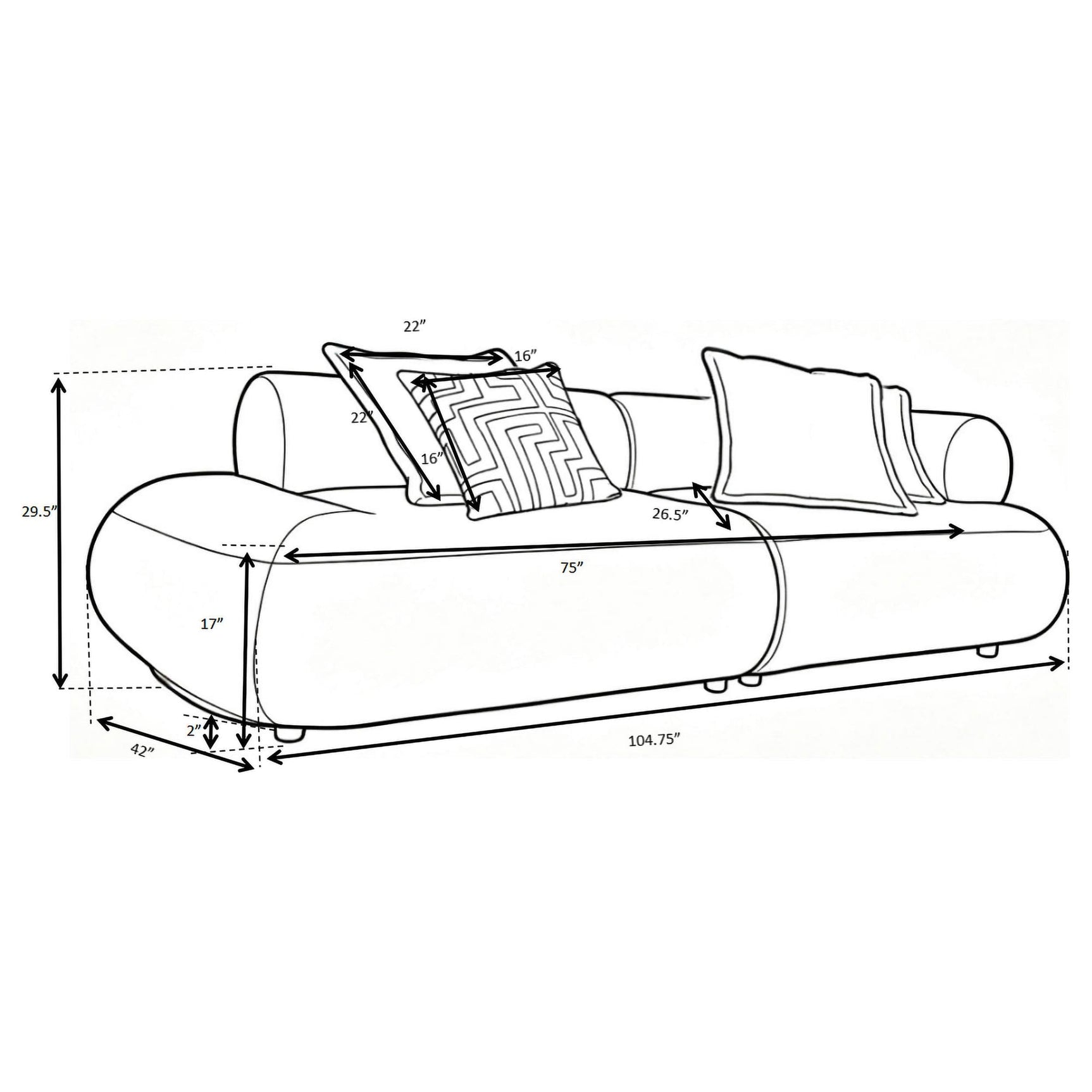 Byrne 105-inch Velvet Modular Bumper Sectional Sofa Rust view 8