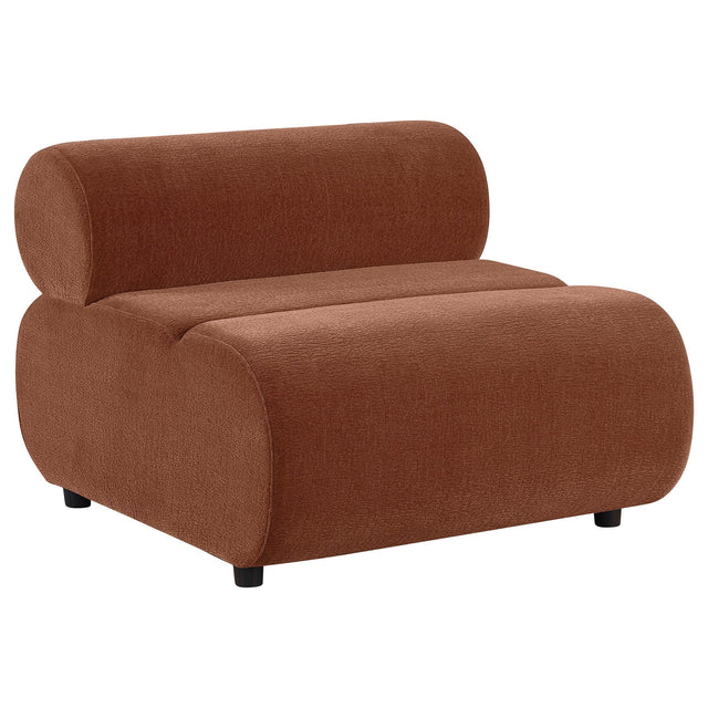 Byrne Velvet Upholstered Armless Chair Rust from Ella Furniture