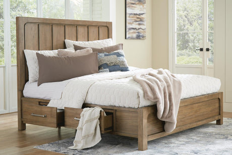 Cabalynn Light Brown Panel Bedroom Set King 3: Bed, Dresser, Mirror from Ella Furniture