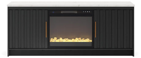 Cadmori Black/White 63" TV Stand with Electric Fireplace view 5
