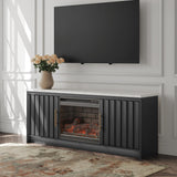 Cadmori Black/White 63" TV Stand with Electric Fireplace from Ella Furniture