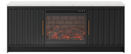 Cadmori Black/White 63" TV Stand with Electric Fireplace view 4