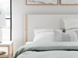 Cadmori Two-tone Upholstered Panel Bedroom Set Queen 3: Bed, Dresser, Mirror from Ella Furniture