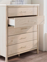Cadmori Two-tone Upholstered Panel Bedroom Set Queen 5: Bed, Dresser, Mirror, Chest, NightStand from Ella Furniture
