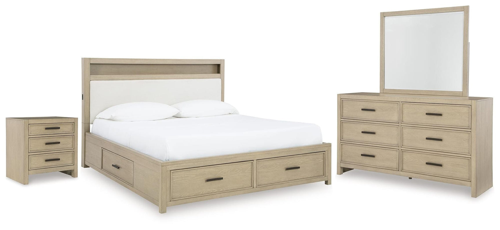 Calmoro Gray Bookcase Bedroom Set view 4