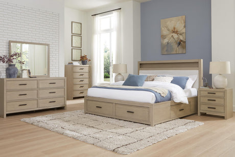 Calmoro Gray Bookcase Bedroom Set Queen 3: Bed, Dresser, Mirror from Ella Furniture