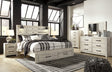 Cambeck Whitewash LED 2 Storage Platform Bedroom Set King 3: Bed, Dresser, Mirror from Ella Furniture