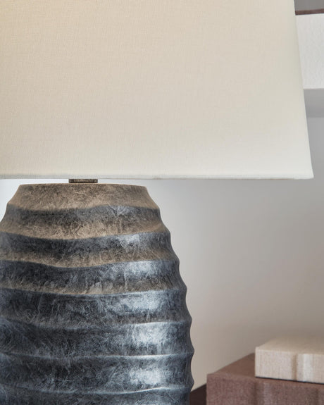 Caronick Antique Silver Finish Table Lamp (Set of 2) detail view