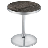 Cazen Round Faux Marble Top Pedestal Side Table Grey from Ella Furniture