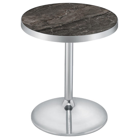 Cazen Round Faux Marble Top Pedestal Side Table Grey from Ella Furniture