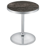 Cazen Round Faux Marble Top Pedestal Side Table Grey view 2