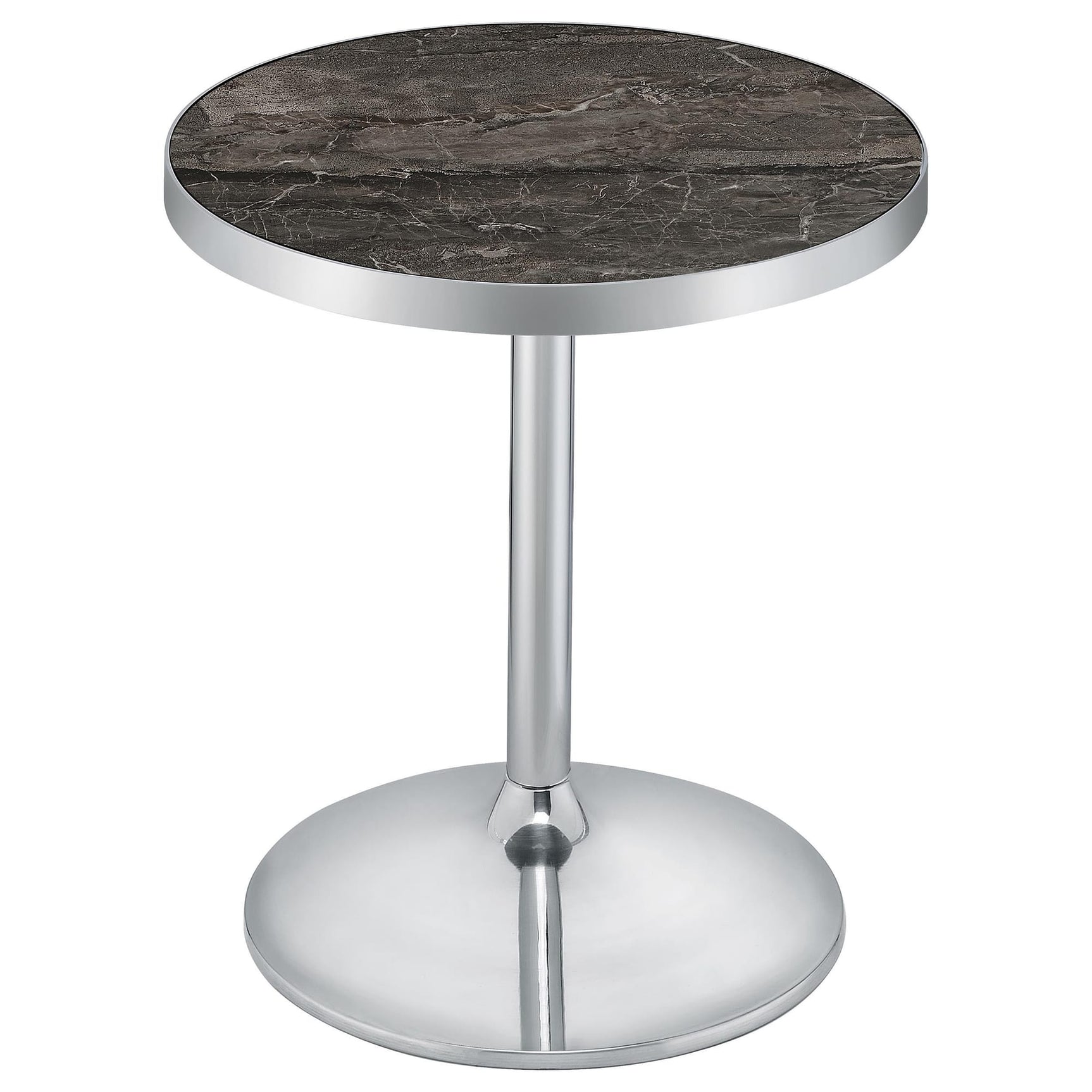 Cazen Round Faux Marble Top Pedestal Side Table Grey view 2