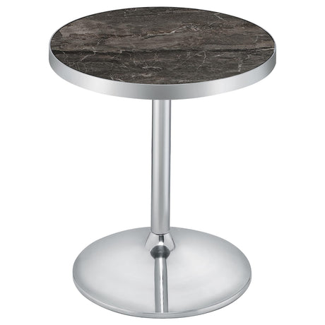 Cazen Round Faux Marble Top Pedestal Side Table Grey view 2