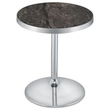 Cazen Round Faux Marble Top Pedestal Side Table Grey view 3