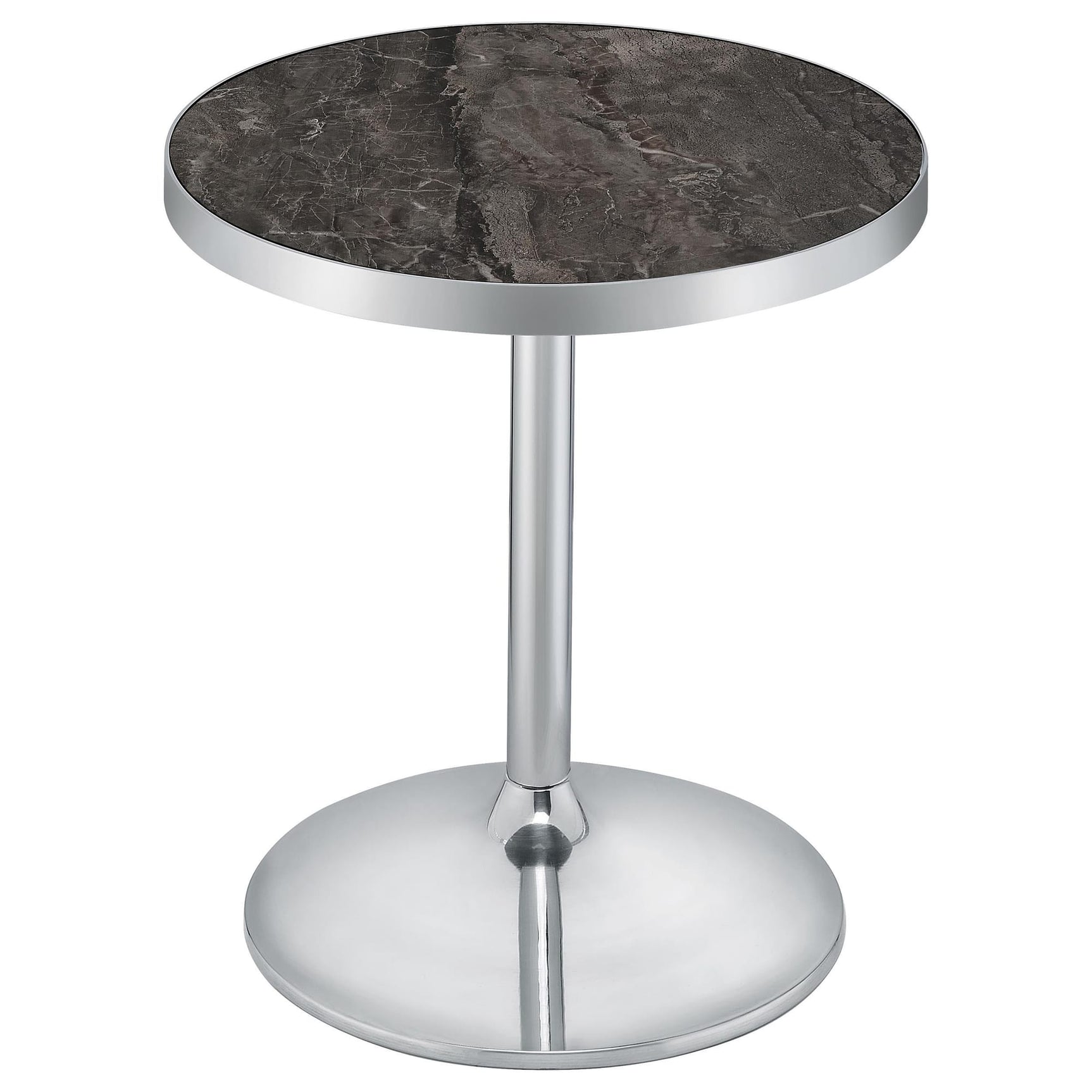 Cazen Round Faux Marble Top Pedestal Side Table Grey view 3