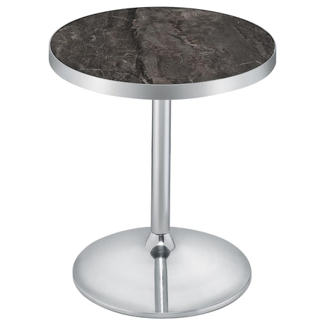 Cazen Round Faux Marble Top Pedestal Side Table Grey view 3