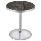 Cazen Round Faux Marble Top Pedestal Side Table Grey view 6