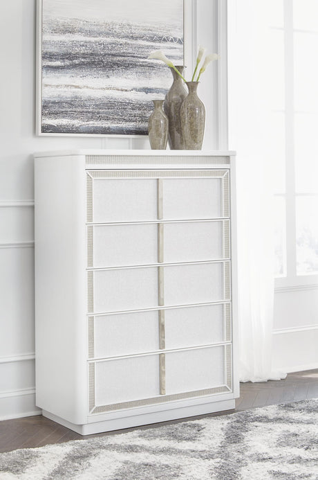 Chalanna White Upholstered Storage Bedroom Set from Ella Furniture
