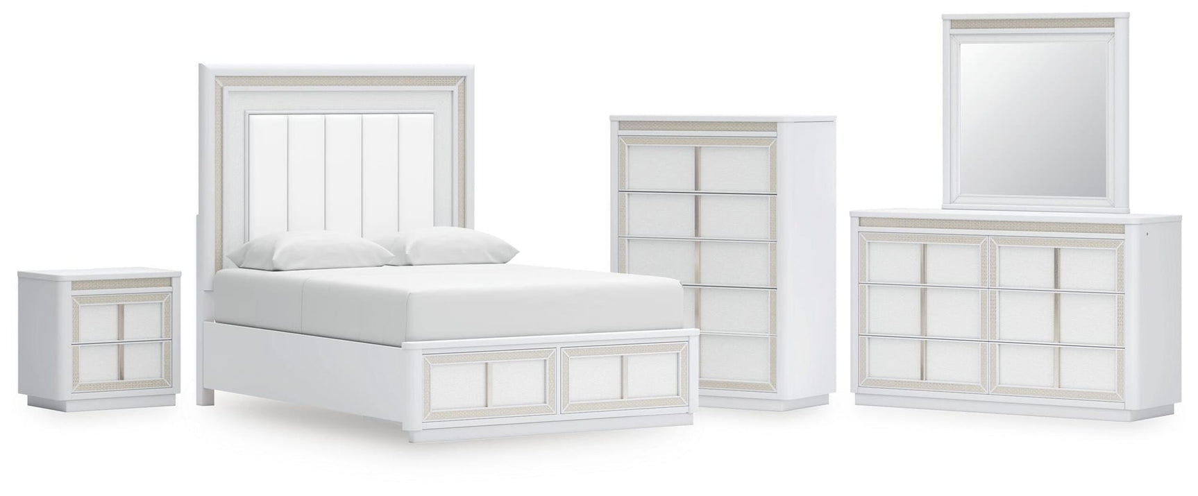 Chalanna White Upholstered Storage Bedroom Set view 24