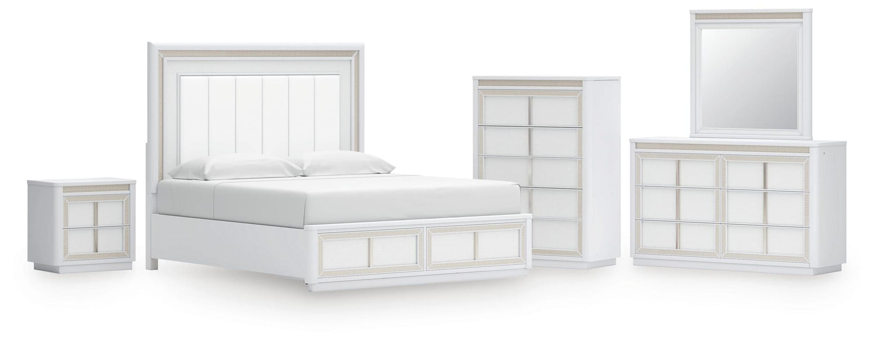 Chalanna White Upholstered Storage Bedroom Set view 29
