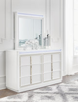Chalanna White Upholstered Storage Bedroom Set King 3: Bed, Dresser, Mirror from Ella Furniture