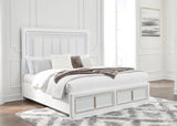 Chalanna White Upholstered Storage Bedroom Set King 4: Bed, Dresser, Mirror, Chest from Ella Furniture