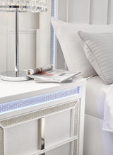 Chalanna White Upholstered Storage Bedroom Set King 4: Bed, Dresser, Mirror, NightStand from Ella Furniture