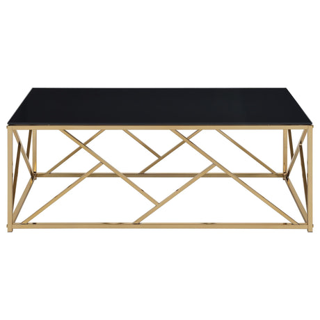 Comisso Contemporary 3-Piece Tempered Glass Coffee Table Set Gold view 3