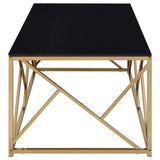 Comisso Contemporary 3-Piece Tempered Glass Coffee Table Set Gold view 4