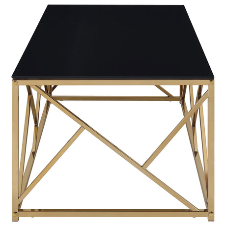 Comisso Contemporary 3-Piece Tempered Glass Coffee Table Set Gold view 4