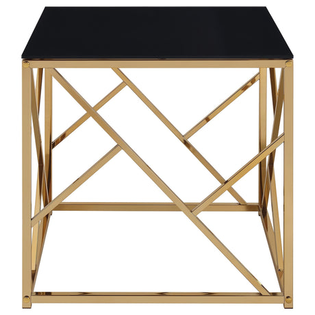 Comisso Contemporary 3-Piece Tempered Glass Coffee Table Set Gold view 7