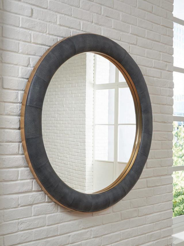 Corinsworth Charcoal/Brass Finish Accent Mirror from Ella Furniture