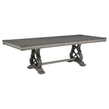 Cresswell 104-inch Double Pedestal Extension Dining Table Weathered Taupe from Ella Furniture