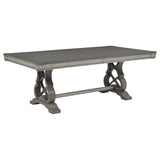 Cresswell 104-inch Double Pedestal Extension Dining Table Weathered Taupe view 2
