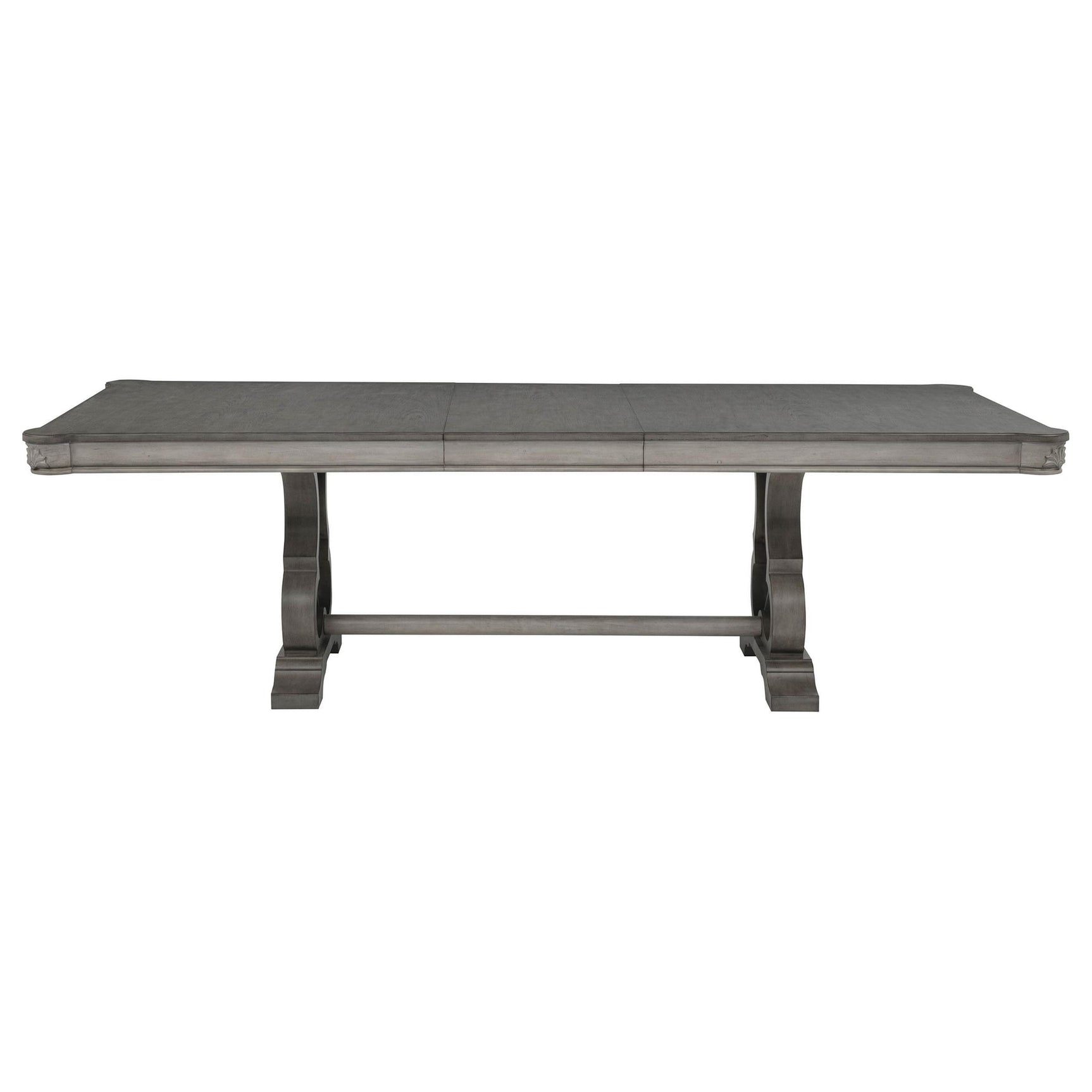 Cresswell 104-inch Double Pedestal Extension Dining Table Weathered Taupe view 3