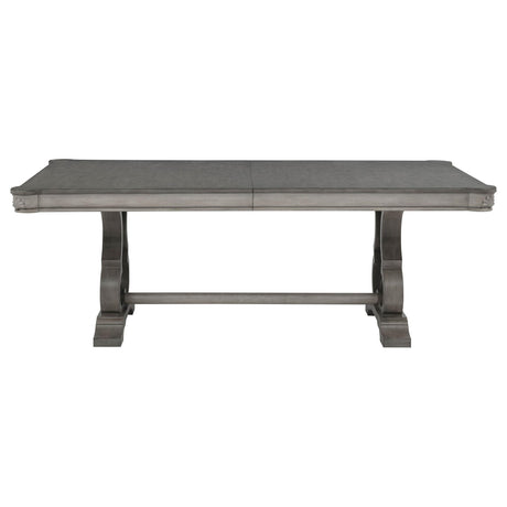 Cresswell 104-inch Double Pedestal Extension Dining Table Weathered Taupe view 4