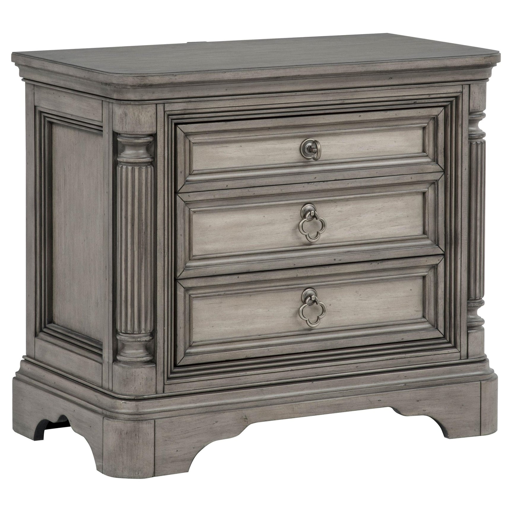 Cresswell 3-drawer Nightstand Bedside Table Weathered Taupe from Ella Furniture