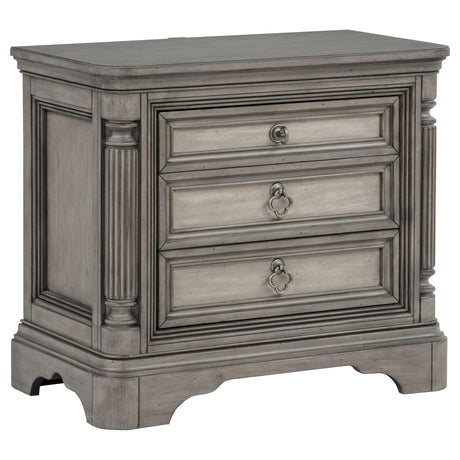 Cresswell 3-drawer Nightstand Bedside Table Weathered Taupe from Ella Furniture