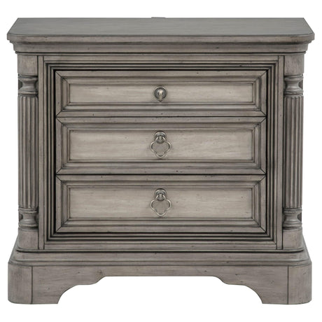 Cresswell 3-drawer Nightstand Bedside Table Weathered Taupe view 3