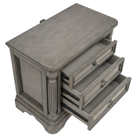 Cresswell 3-drawer Nightstand Bedside Table Weathered Taupe view 10