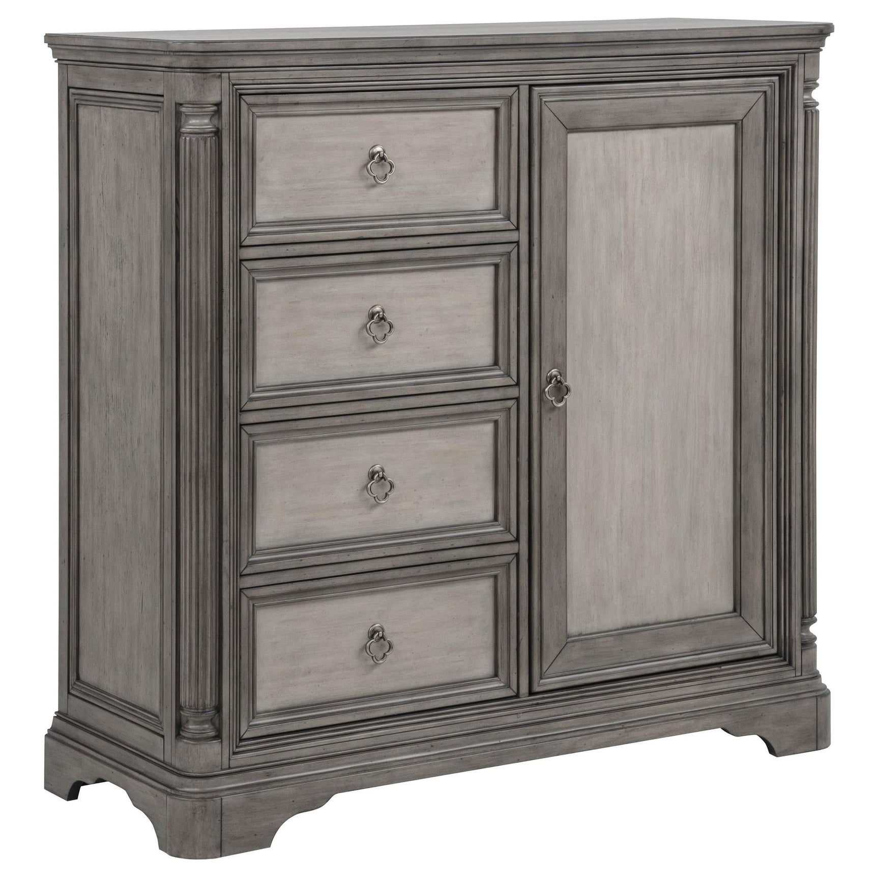 Cresswell 4-drawer Door Chest with Hidden Storage Weathered Taupe from Ella Furniture