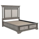 Cresswell Eastern King Upholstered Storage Platform Bed Weathered Taupe from Ella Furniture